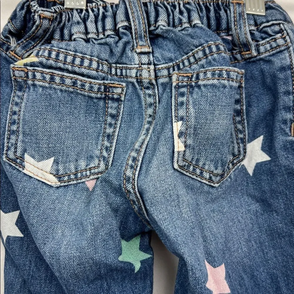 Baby GAP 90’s loose released hem multi star blue jeans adjustable waist 18/24 m